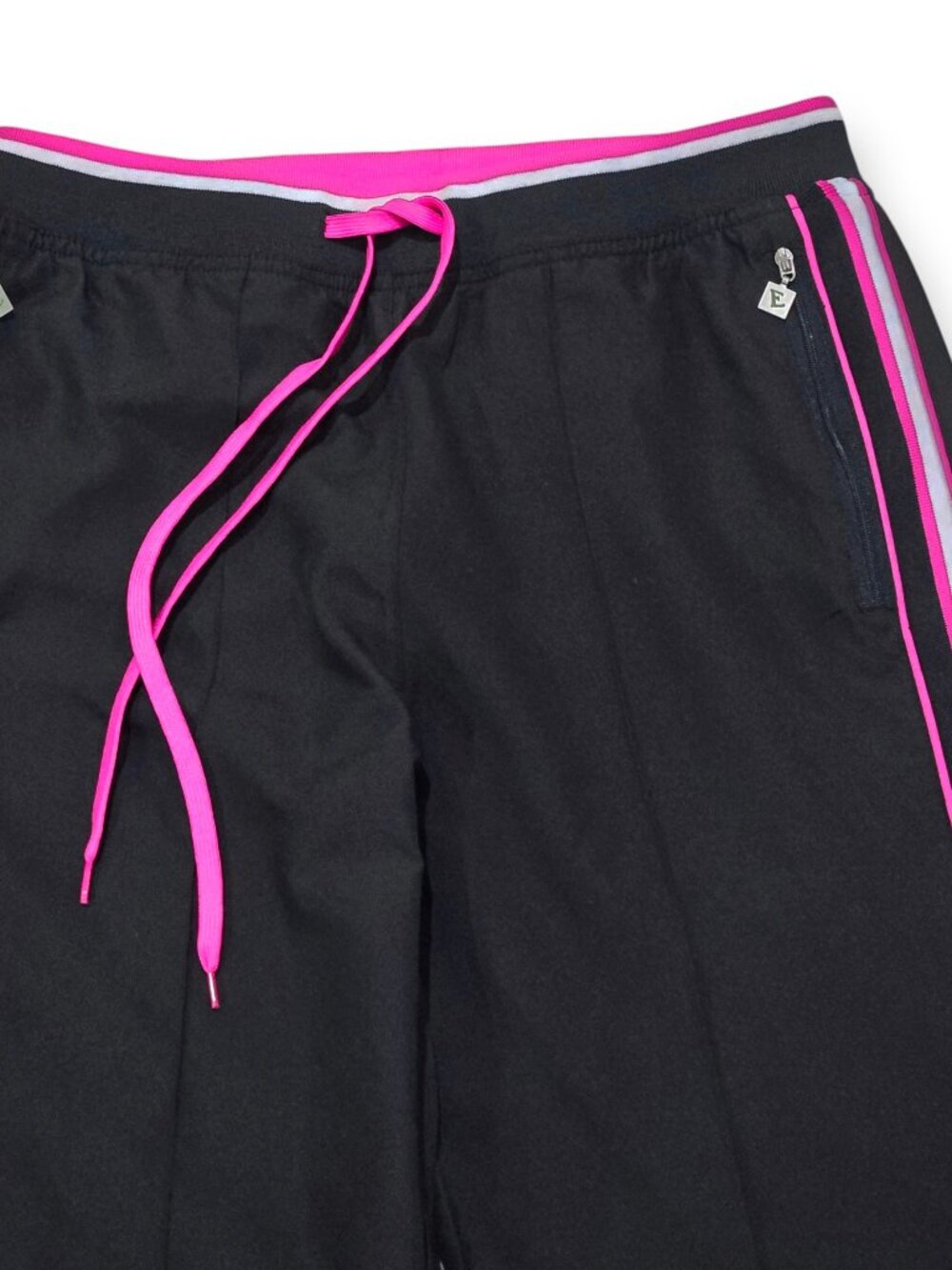 Women's SMALL Track Pants  Black Pink Stripe Athleisure Workout Y2K EVERLAST - Picture 9 of 16